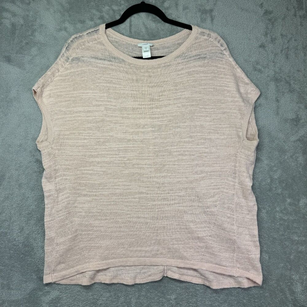 Pure Jill Sweater Womens Small Pink Linen Blend Cap Sleeve Lightweight Shirt Top